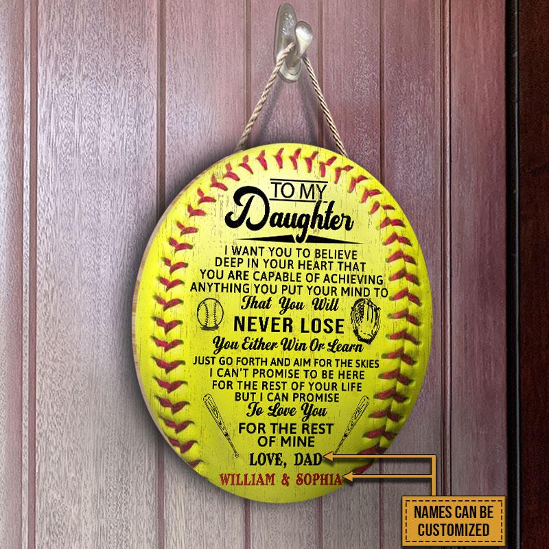 Personalized-Softball-Parent-And-Daughter-You-Will-Never-Lose-Customized-Wood-Circle-Sign-2 Personalized Softball Parent And Daughter You Will Never Lose Customized Wood Circle Sign 2