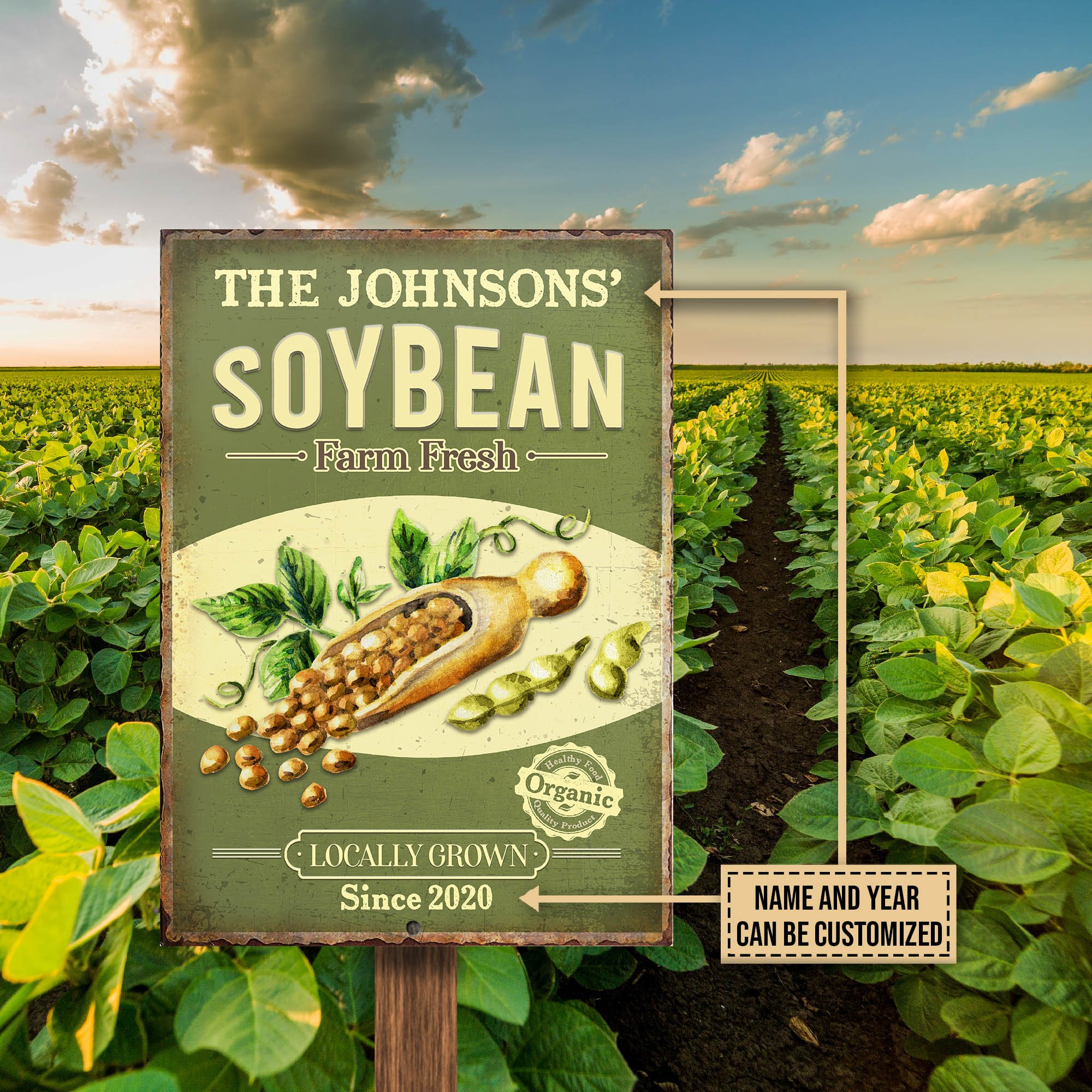 Personalized Soybean Farm Fresh Customized Classic Metal Signs