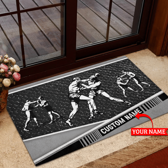 Personalized Sports Custom Name Doormat Welcome Mat Boxing Custom Name Doormat Welcome Mat