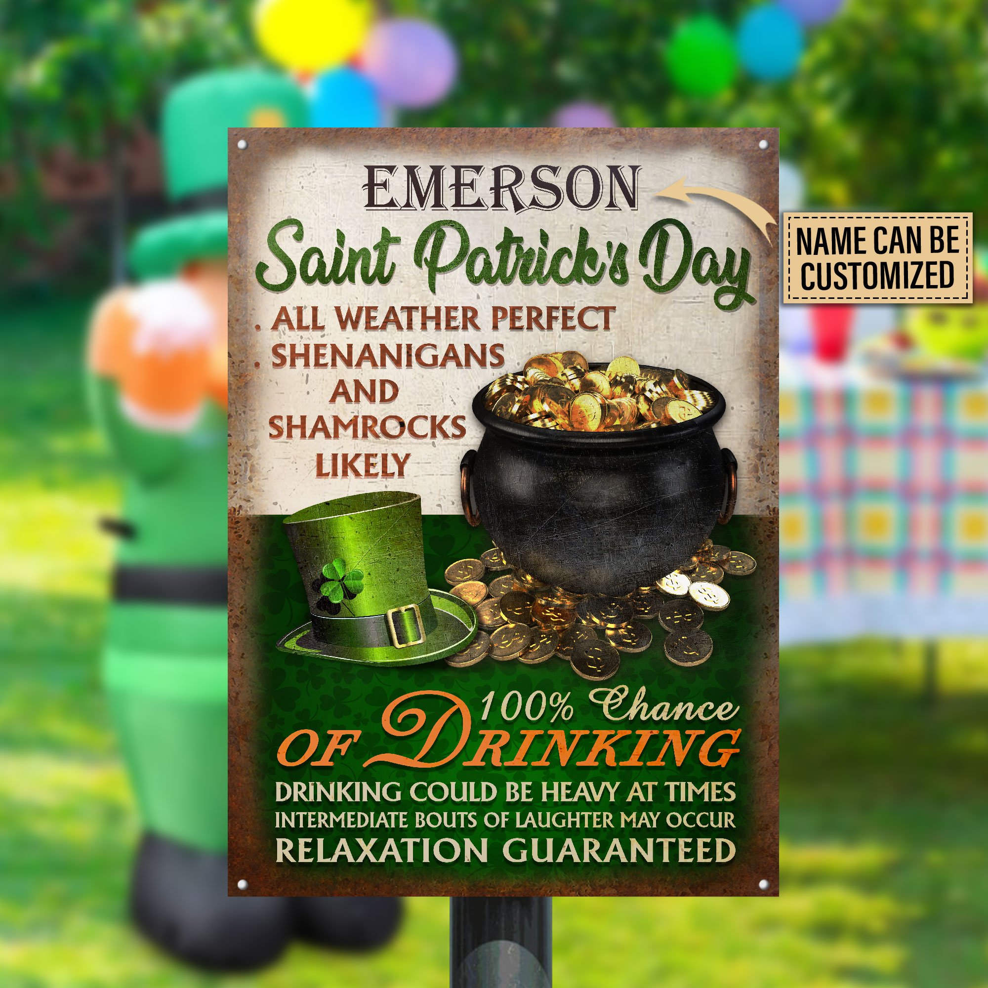 Personalized St.Patrick Day Forecast All Weather Perfect Customized Classic Metal Signs