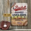 Personalized Stars & Stripes Baseball Family Lives Here Custom Classic Metal Signs