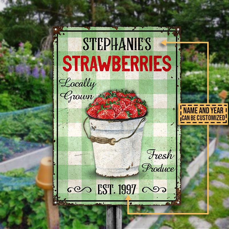 Personalized Strawberry Fresh Produce Custom Classic Metal Signs