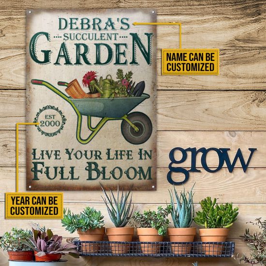 Personalized Succulent Live Your Life Customized Classic Metal Signs