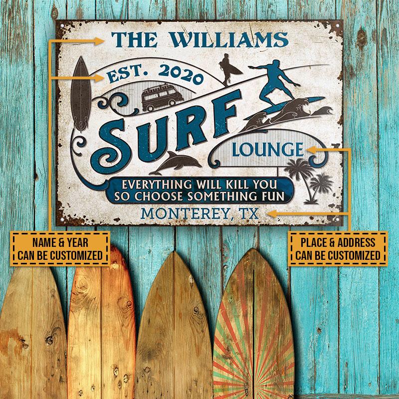 Personalized Surfing Choose Fun Customized Classic Metal Signs