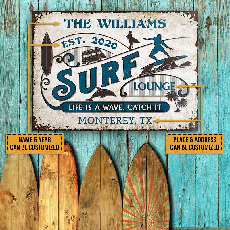 Personalized Surfing Life Wave Customized Classic Metal Signs