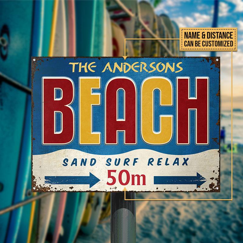 Personalized Surfing Sand Surf Customized Classic Metal Signs