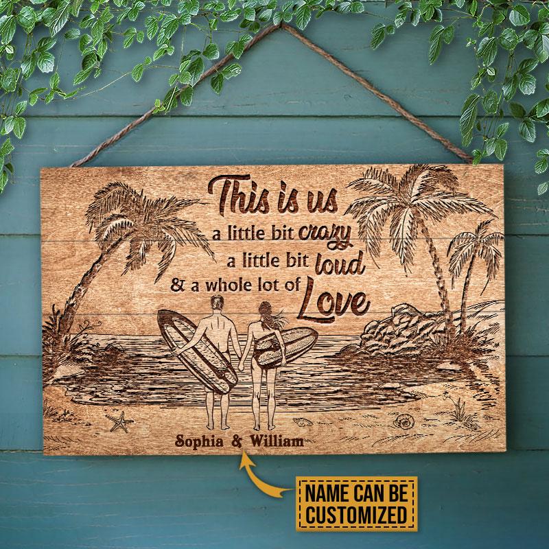 Personalized Surfing This Is Us Customized Wood Rectangle Sign