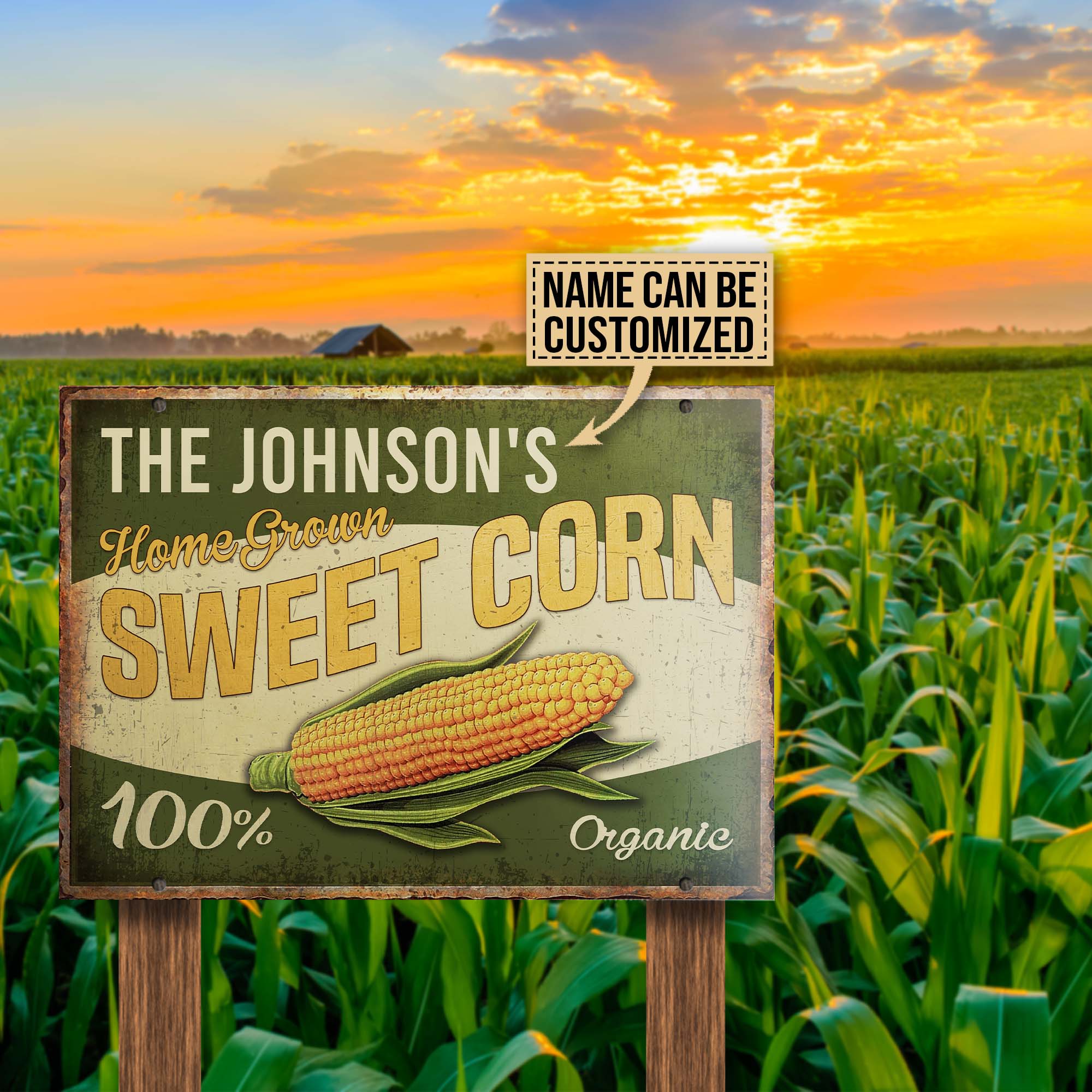 Personalized Sweet Corn Home Grown Customized Classic Metal Signs