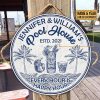 Personalized Swimming Blue Pool House Customized Wood Circle Sign