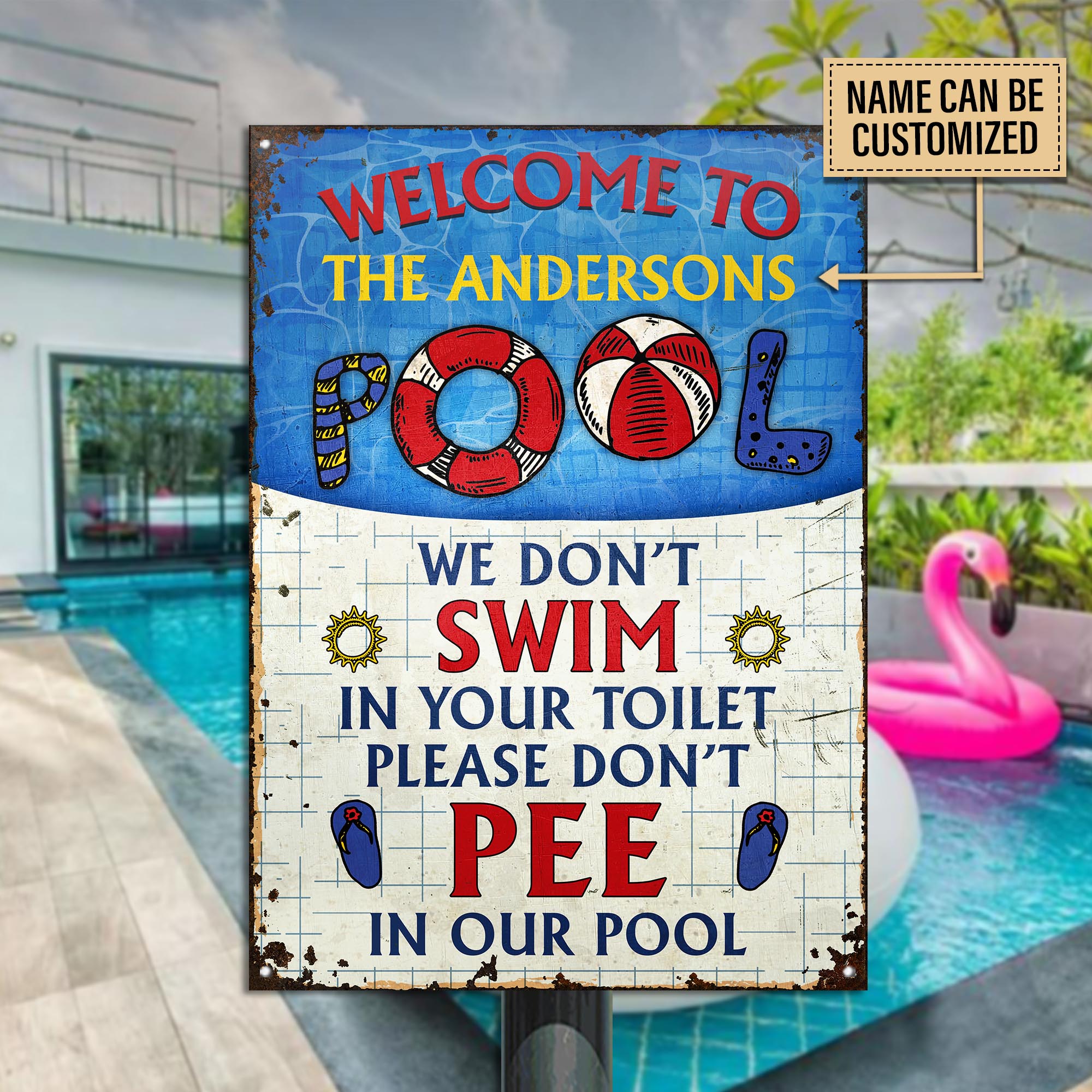 Personalized Swimming Pool Don't Pee Customized Classic Metal Signs