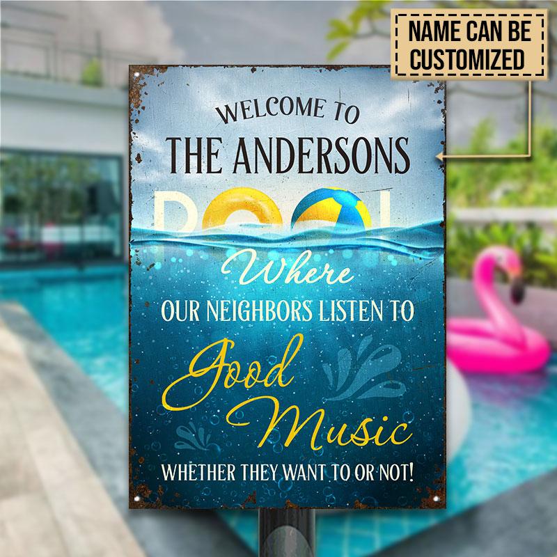 Personalized Swimming Pool Good Music Customized Classic Metal Signs