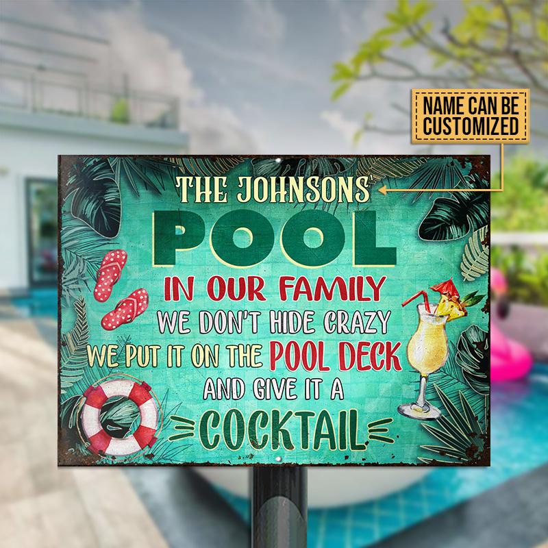 Personalized Swimming Pool Hide Crazy Customized Classic Metal Signs