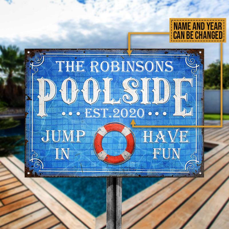 Personalized Swimming Pool Jump In Custom Classic Metal Signs