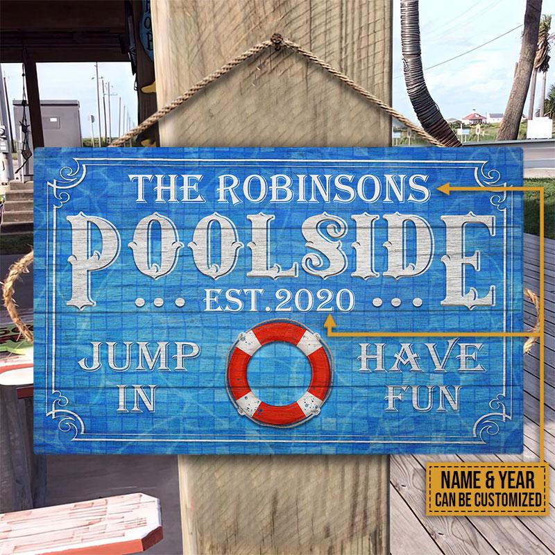 Personalized Swimming Pool Jump In Custom Wood Rectangle Sign