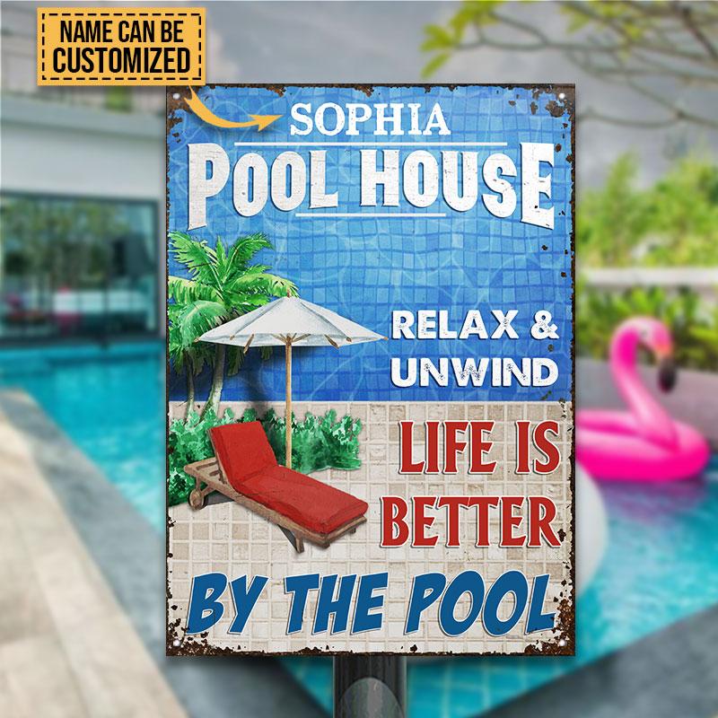 Personalized Swimming Pool Life Is Better Custom Classic Metal Signs