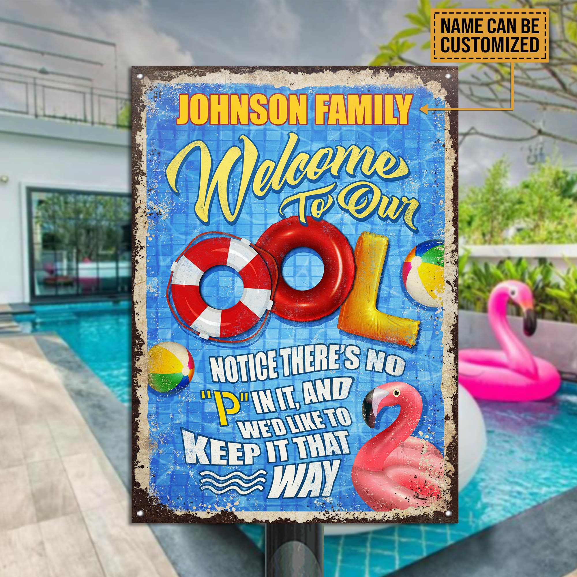 Personalized Swimming Pool No P Customized Classic Metal Signs