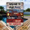 Personalized Swimming Pool Stars & Stripes Welcome Custom Classic Metal Signs