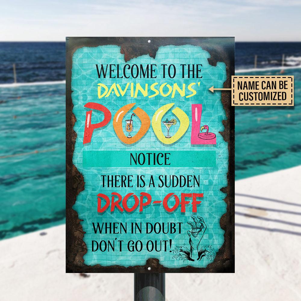 Personalized Swimming Pool Sudden Drop Customized Classic Metal Signs