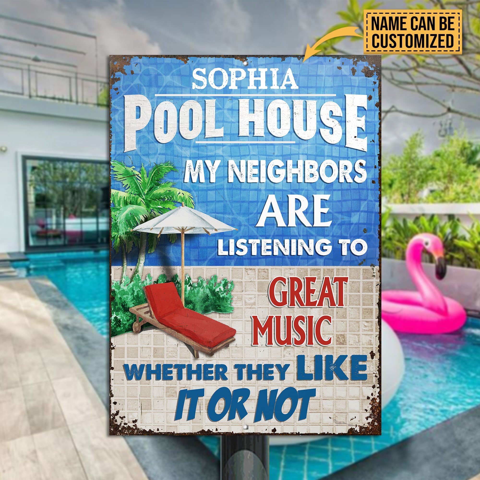 Personalized Swimming Pool They Like Customized Classic Metal Signs