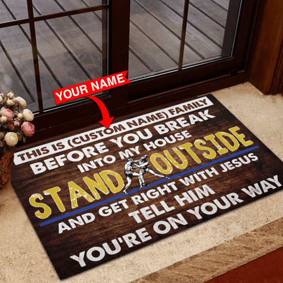 Personalized Tell Jesus Boxing Custom Name Doormat Welcome Mat
