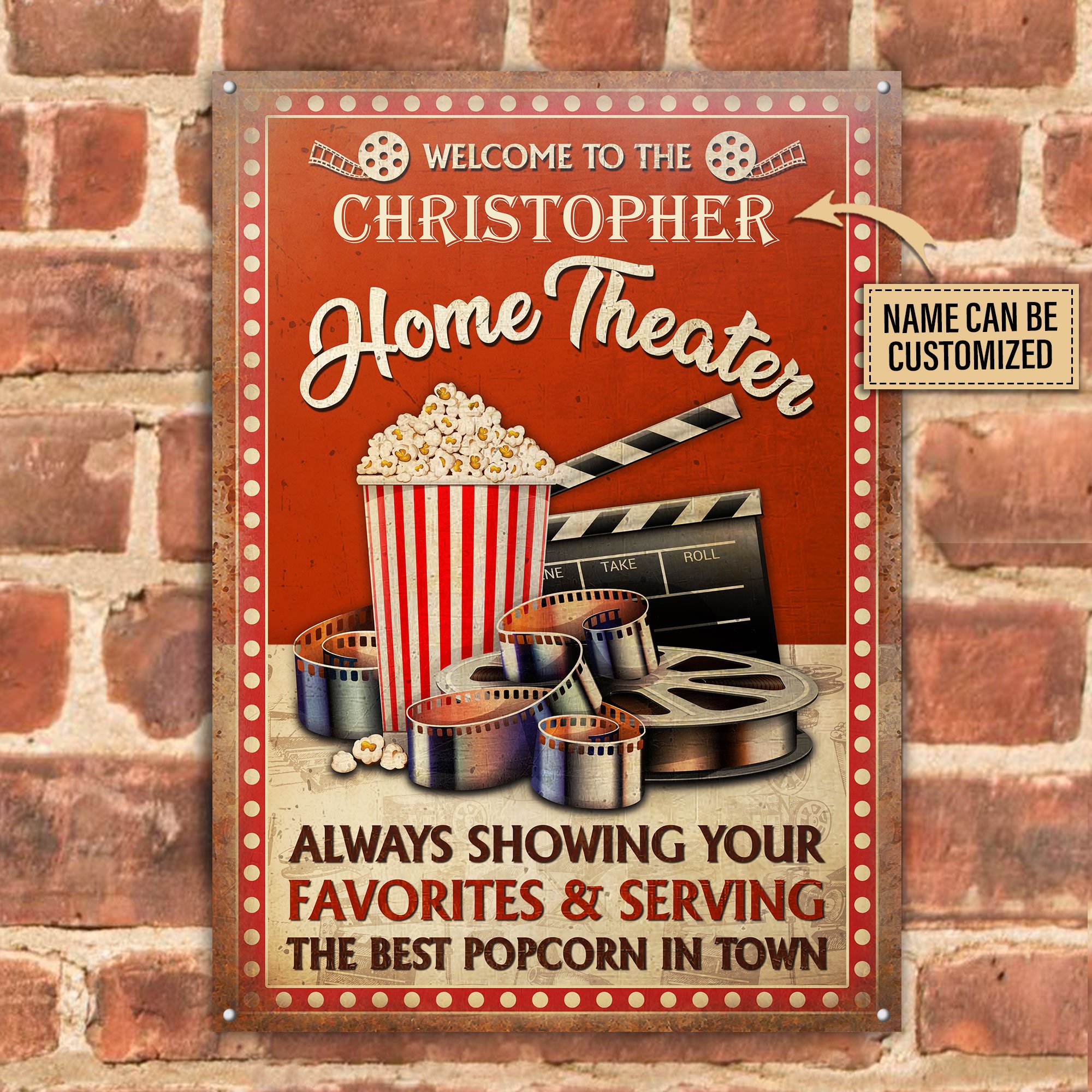 Personalized-Theater-Best-Popcorn-In-Town-Customized-Classic-Metal-Signs-1 Personalized Theater Best Popcorn In Town Customized Classic Metal Signs 1