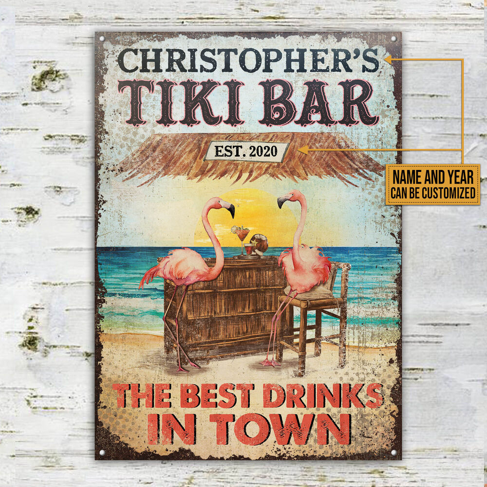Personalized-Tiki-Bar-Flamingo-Best-Drinks-Customized-Classic-Metal-Signs-2 Personalized Tiki Bar Flamingo Best Drinks Customized Classic Metal Signs 2