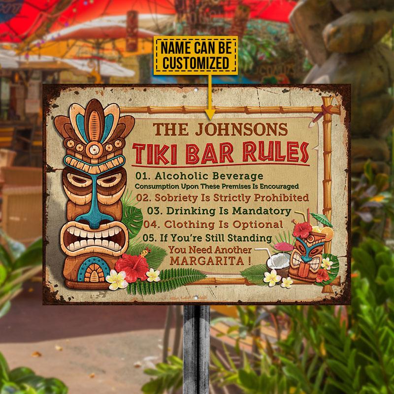 Personalized Tiki Bar Rules Custom Classic Metal Signs