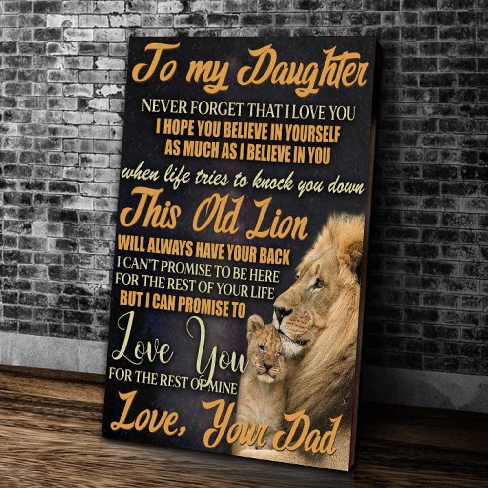 Personalized To My Daughter Never Forget That I Love You Old Lion Canvas