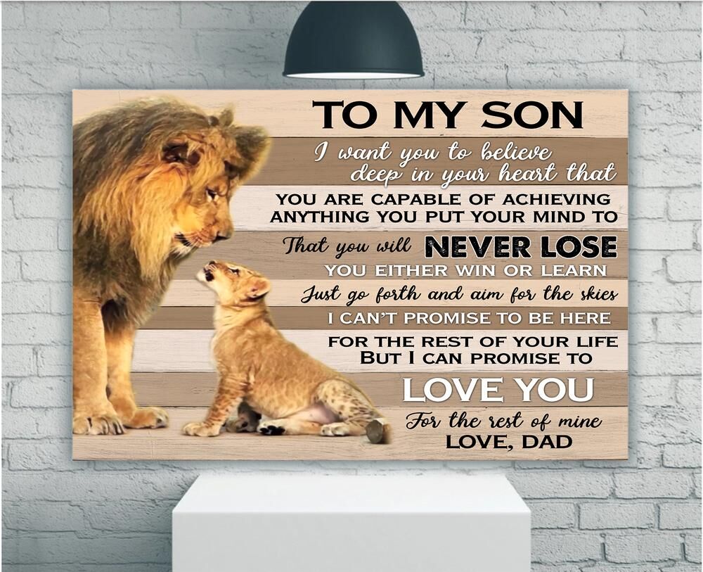 Personalized-To-My-Son-Canvas-Christmas-Gifts-For-Son-From-Dad-Canvas-To-My-Son-I-Love-You-For-The-Rest-Of-Mine-Lion-Canvas Personalized To My Son Canvas
