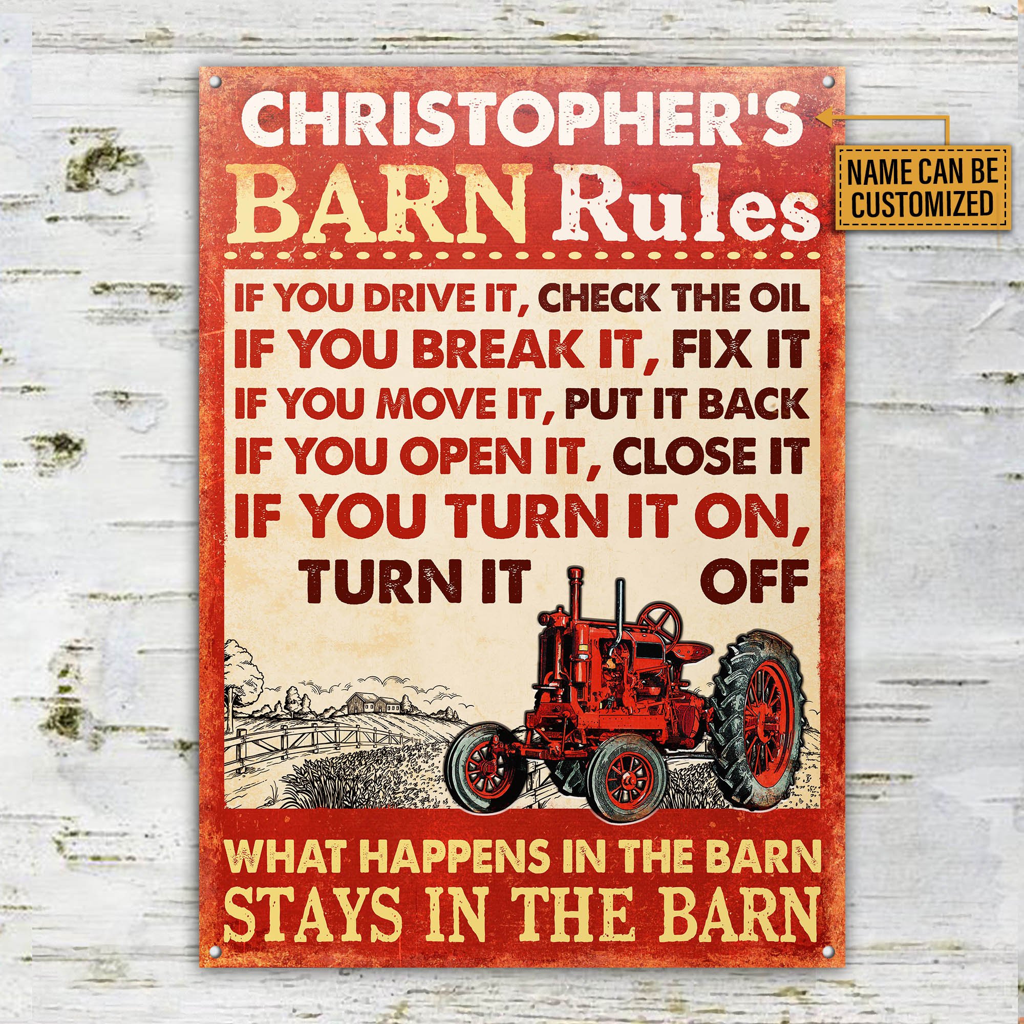 Personalized-Tractor-Barn-Rules-Customized-Classic-Metal-Signs-2 Personalized Tractor Barn Rules Customized Classic Metal Signs 2
