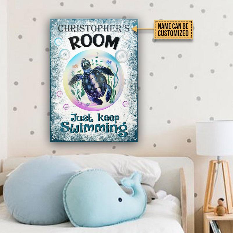 Personalized Turtle Just Keep Swimming Customized Classic Metal Signs