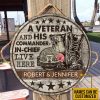 Personalized Veteran Commander Live Here Customized Wood Circle Sign