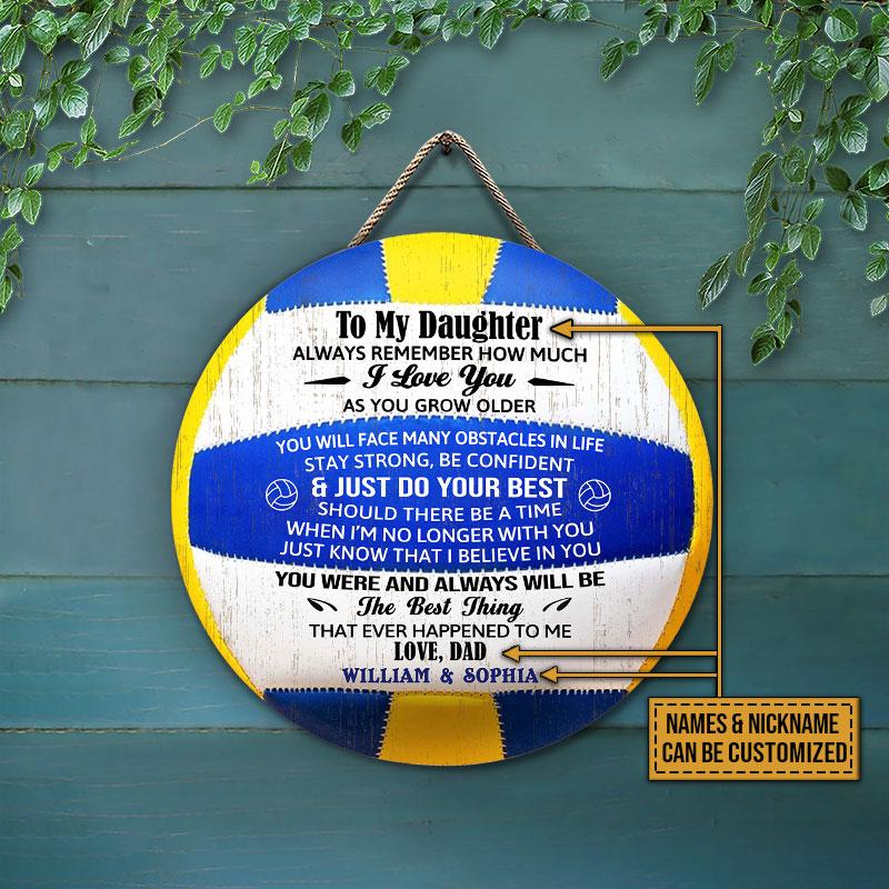 Personalized Volleyball Parent And Child Just Do Your Best Customized Wood Circle Sign