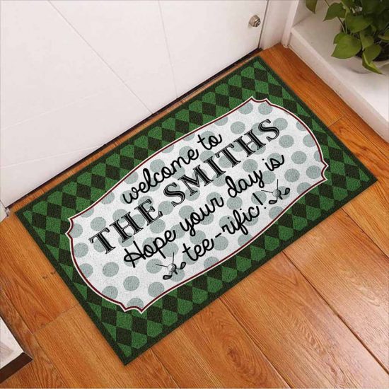 Personalized Welcome To Our House Golf Lover Custom Name Doormat Welcome Mat