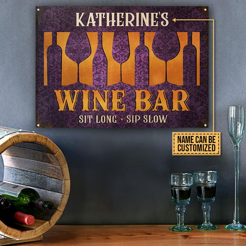Personalized Wine Bar Wine Glasses Customized Classic Metal Signs