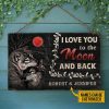 Personalized Wolf I Love You To The Moon And Back Customized Wood Rectangle Sign