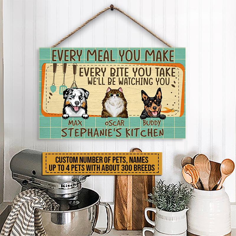 Pet-Lovers-Well-Be-Watching-You-Custom-Wood-Rectangle-Sign-Dog-Cat-Funny-Kitchen-Decor-Gift-For-Pet-Lovers-3 Funny Kitchen Decor
