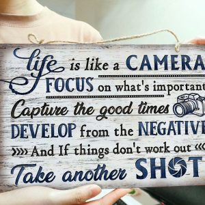 Photography Life Is Like A Camera Customized Wood Rectangle Sign 2