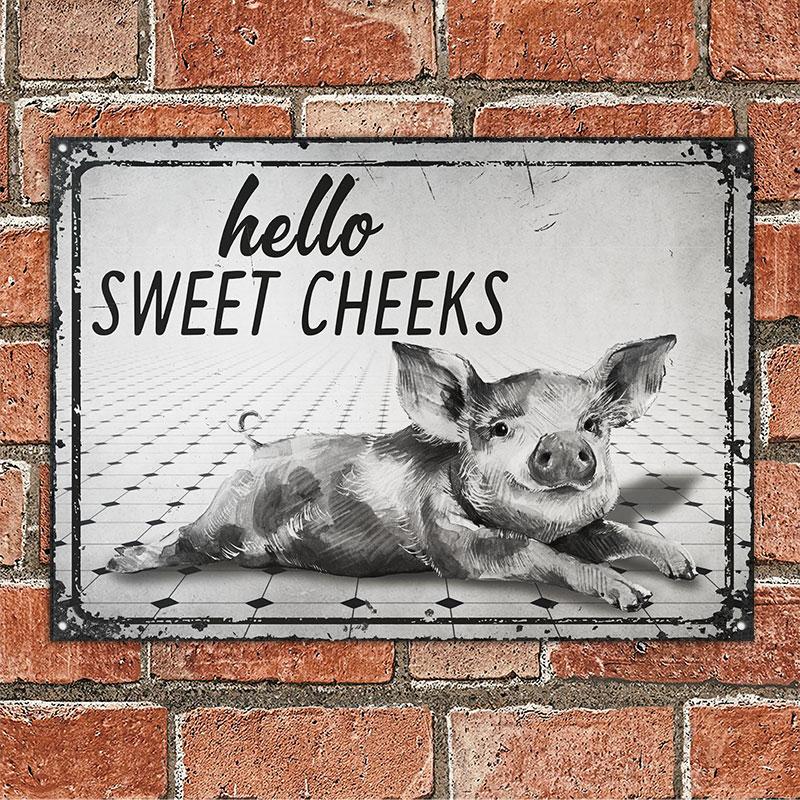 Pig-Hello-Sweet-Cheeks-Restroom-Customized-Classic-Metal-Signs-1 Pig Hello Sweet Cheeks Restroom Customized Classic Metal Signs 1