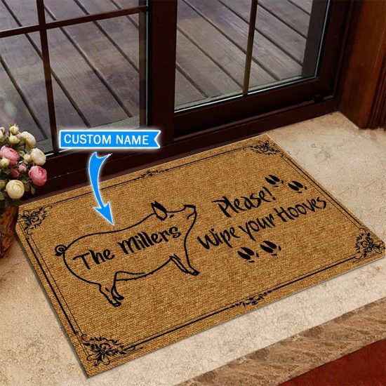 Pig Personalized Custom Name Doormat Welcome Mat