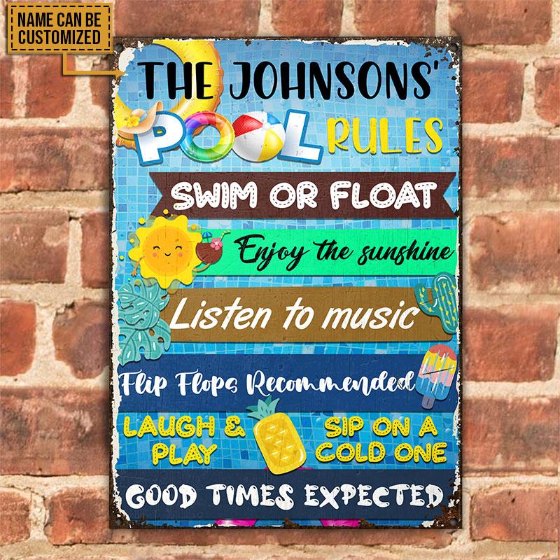 Pool-Rules-Swim-Or-Float-Custom-Classic-Metal-Signs-1 Pool Rules Swim Or Float Custom Classic Metal Signs 1