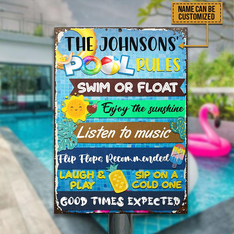 Pool Rules Swim Or Float Custom Classic Metal Signs - Teehall - Live ...