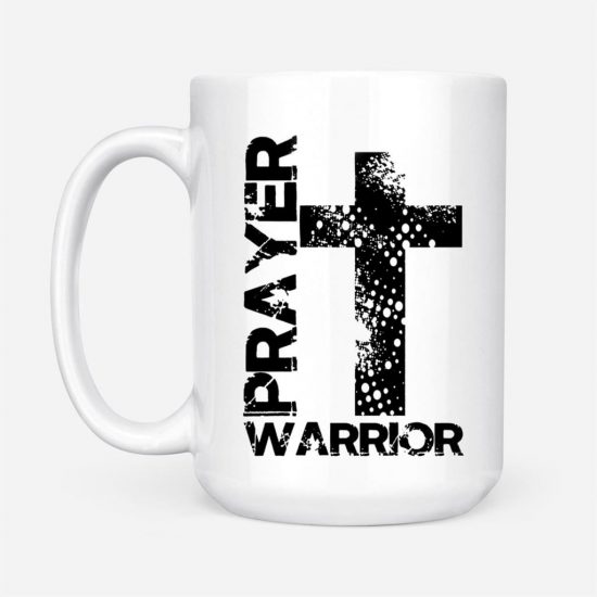 Prayer Warrior Big Cross Coffee Mug 2