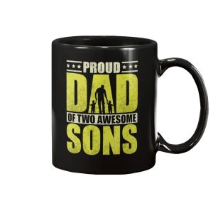 Proud Father Two Sons Dad Daddy Fathers Day Mug 1