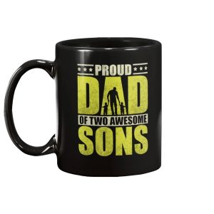 Proud Father Two Sons Dad Daddy Fathers Day Mug 2