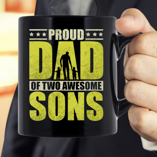 Proud Father Two Sons Dad Daddy Father's Day Mug