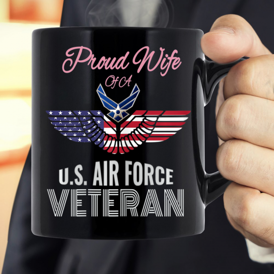 Proud Wife Of US Air Force Veteran Patriotic Military Spouse Mug