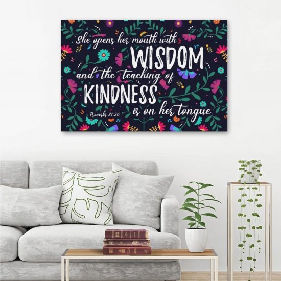 Proverbs 31:26 She Opens Her Mouth With Wisdom Canvas Wall Art