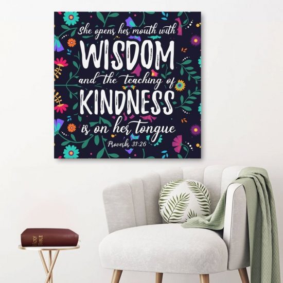 Proverbs 31:26 She Opens Her Mouth With Wisdom Canvas Wall Art
