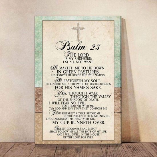 Psalm 23 Wall Art Canvas | Bible Verse Wall Art